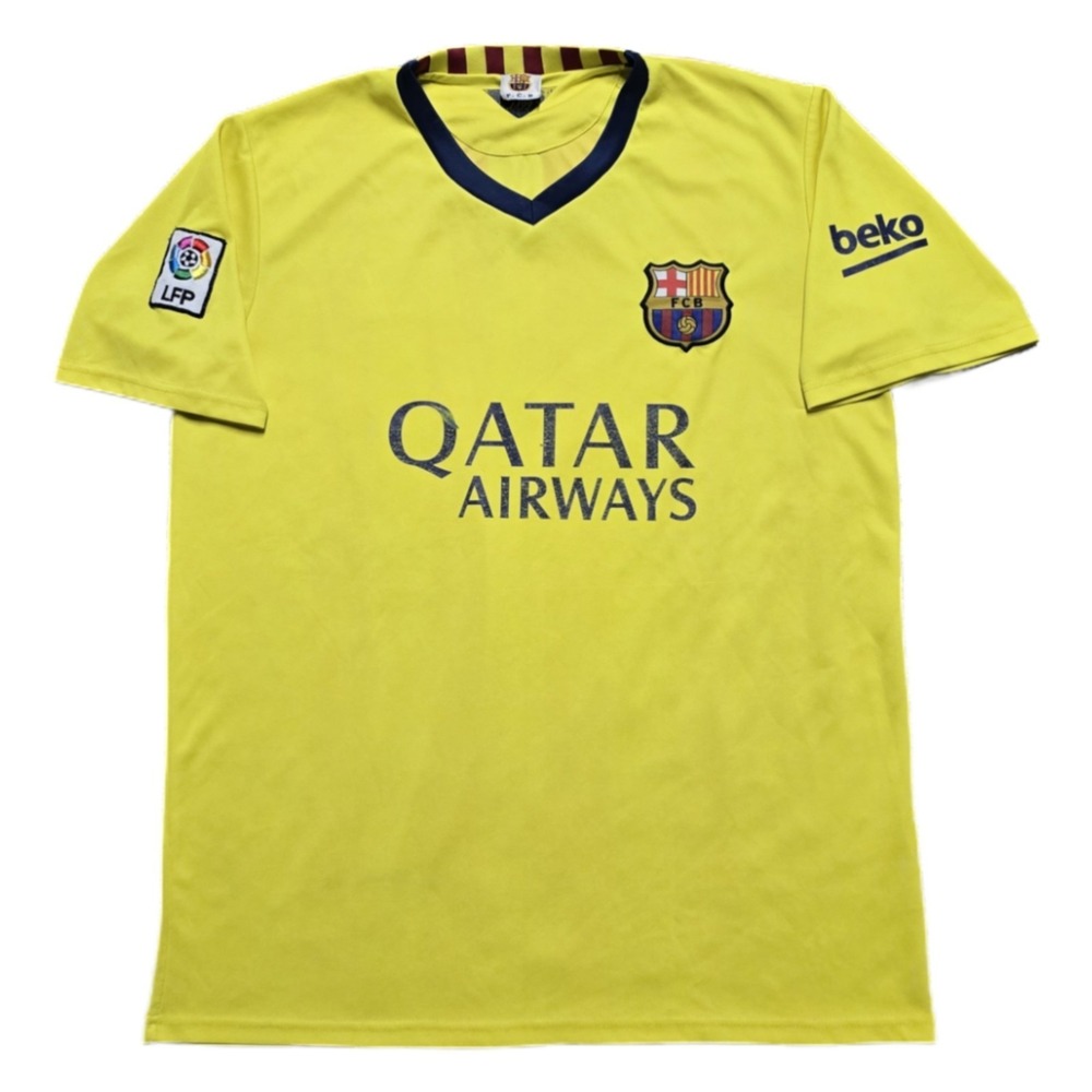 Barcelona Barca UNICEF Soccer Futbol Away Third Jersey Yellow Mens XL 2008/09